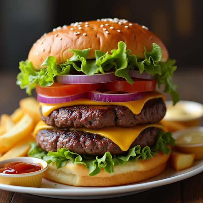 EV YAPIMI ÇİFT KÖFTE  HAMBURGER MENÜ